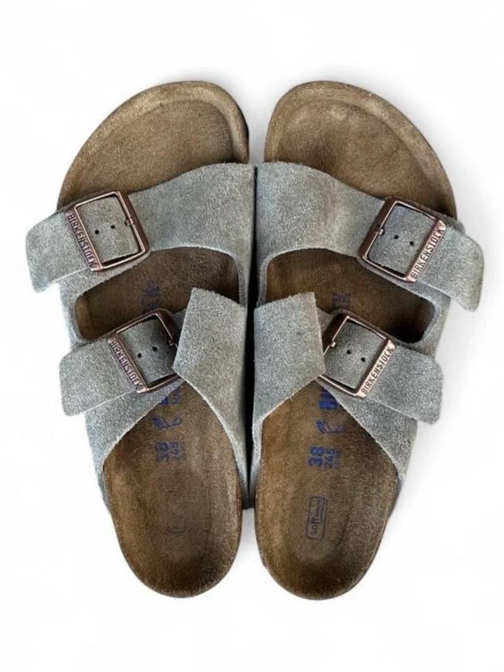 Birkenstock Arizona Taupe Suede Soft Footbed Sandals EU 38 US Women’s 7 Regular